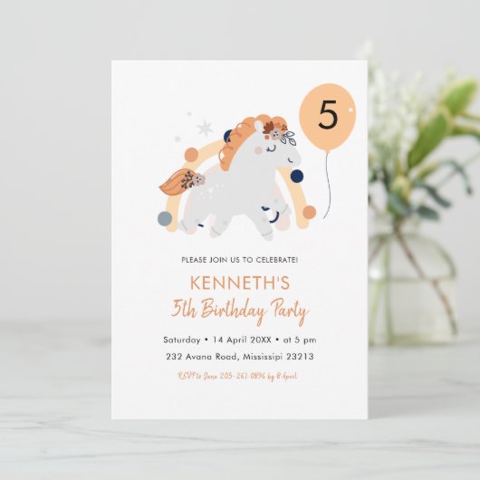 Boho Unicorn Invitation Anniversaire (Debout devant)