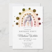 Boho Unicorn Rainbow Girl'anniversaire Invitation (Devant)