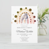 Boho Unicorn Rainbow Girl'anniversaire Invitation (Debout devant)