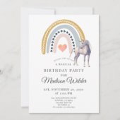 Boho Unicorn Rainbow Magical Birthday Invitation Kaart (Voorkant)