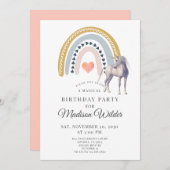 Boho Unicorn Rainbow Magical Birthday Invitation Kaart (Voorkant / Achterkant)