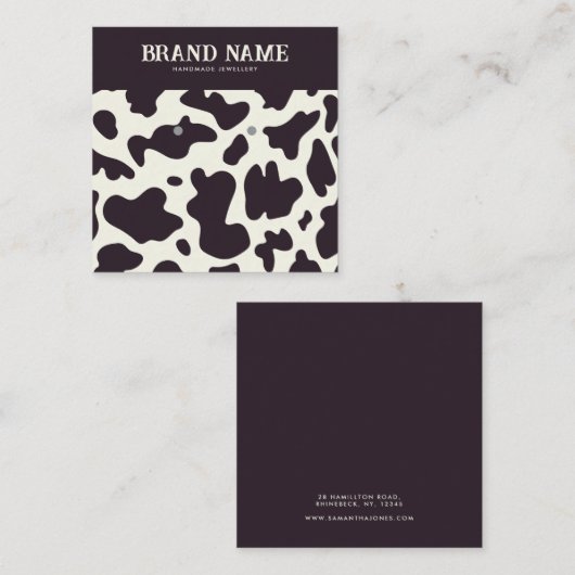 Boho vache motif Boucles d'oreilles Carte d'affich (Devant / Derrière)