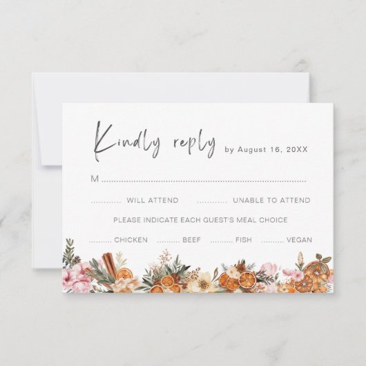 Boho Vakantie Huwelijk QR Code RSVP Kaartje (Voorkant)