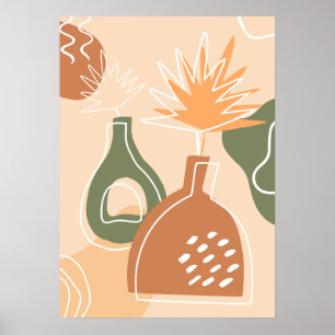 Boho Vazen Wall Art Print Tropische bladeren Poste