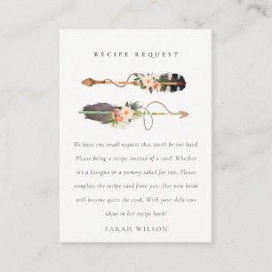 Boho Veer Bloemige Pijl Recept Verzoek Bruid Informatiekaartje