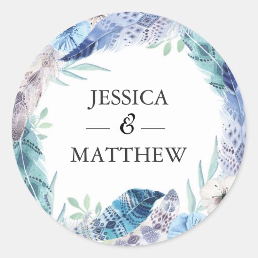 Boho veer bruiloft Dank u stickers (Voorkant)