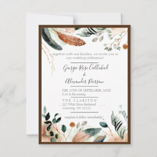 Boho Veer- en Eucalyptus Trouwkaart Kaart