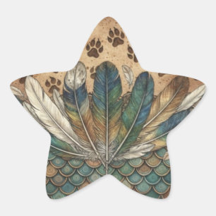 Boho Veer & Pootafdrukken Aardse Dier spiritueel Ster Sticker