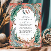 Boho Veerkrans met Droomvanger Bruiloft Kaart