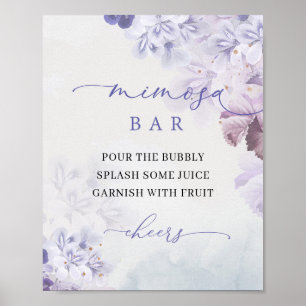 Boho veert paarse stoffblauwe bloemen mimosa bar poster