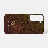 Boho Verbrand Oranje Bloemig Goud Monogram Naam Samsung Galaxy Hoesje (Achterkant horizontaal)