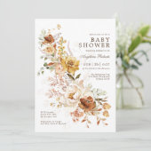 Boho verbrand Oranje Butterscotch Flower Baby show Kaart (Staand voorkant)