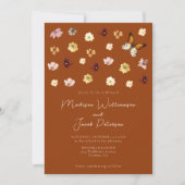 Boho Verbrand Sinaasappel Wildflower Huwelijksuitn Kaart (Voorkant)