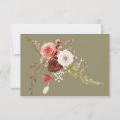 Boho Verbrande Oranje Herfst Bloemenboog Monogram  Save The Date (Achterkant)