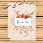 Boho verbrande Sinaasappel bloemboog monogram perz Bedankkaart