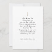 Boho verbrande Sinaasappel bloemboog monogram wit Bedankkaart (Achterkant)