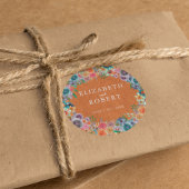 Boho verbrande Sinaasappel Wildflower Waterverf br Ronde Sticker