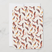 Boho veren bloemenkrans monogram bruiloft save the date (Achterkant)