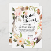 Boho veren Bridal Shower Uitnodiging (Voorkant / Achterkant)