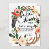 Boho veren Bridal Shower Uitnodiging (Voorkant / Achterkant)