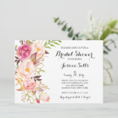 Boho veren Bridal Shower Uitnodiging (Staand voorkant)