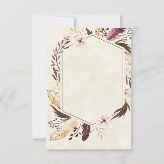 Boho veren bruiloft met blanco budget kaart (Voorkant)