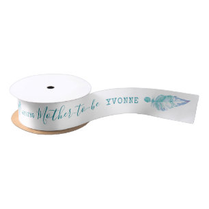 Boho veren en kralen aqua aanstaande moeder zegen lint