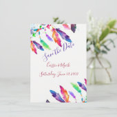 Boho veren gepersonaliseerd save the date (Staand voorkant)