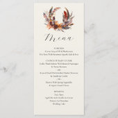 Boho Veren Krans Calligrafie Herfst Bruiloft Menu (Voorkant)