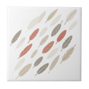 Boho-veren Roest Taupe Diagonaal Patroon Tegeltje