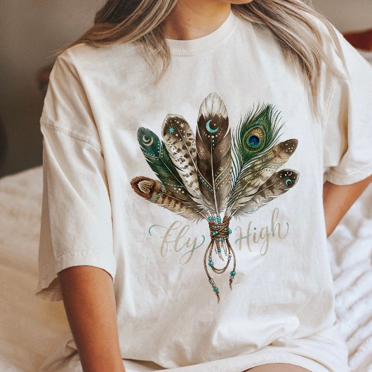 Boho-veren vliegen hoog Hemelmaan Kunst Tri-Blend Shirt
