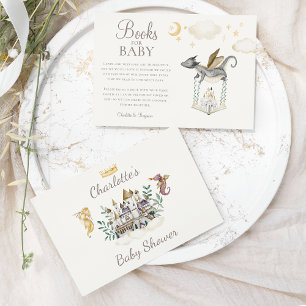 Boho verhalenboek Dragon Baby shower boeken voor B Informatiekaartje