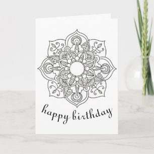 Boho Verjaardag mandala bloemige ornament kleurkun Kaart