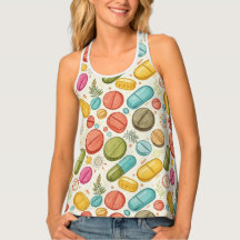 Boho verlaat Pill Pattern Pharmacy Tanktop Shirt