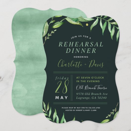 Boho verlaat repetitie diner uitnodiging (Voorkant / Achterkant)