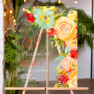 Boho Verliefd worden bloemrijke welkomst bruidsfee Acryl Bord