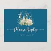 Boho vert Fleur sauvage Marine Menu Choix RSVP (Devant)