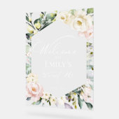 Boho vert Floral Sweet 16 Welcome Acrylique Signal (Angle)