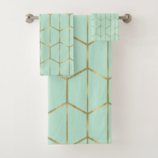 Boho Vert Menthe Hexagone Or & Glam Géométrique (En situation)