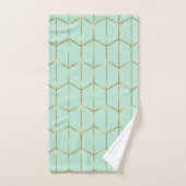 Boho Vert Menthe Hexagone Or & Glam Géométrique (Serviette à main)