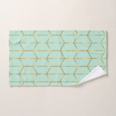 Boho Vert Menthe Hexagone Or & Glam Géométrique (Serviette à main)