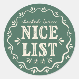 Boho vert Noël Nice Liste cadeau autocollant