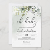 Boho vert Oh Baby shower Invitation Eucalyptus (Devant)