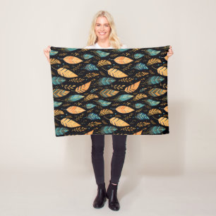 Boho vertrekt blauwgroen fleece deken