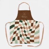 Boho Vervormd Geruit Gepersonaliseerd Monogram Schort (Voorkant)