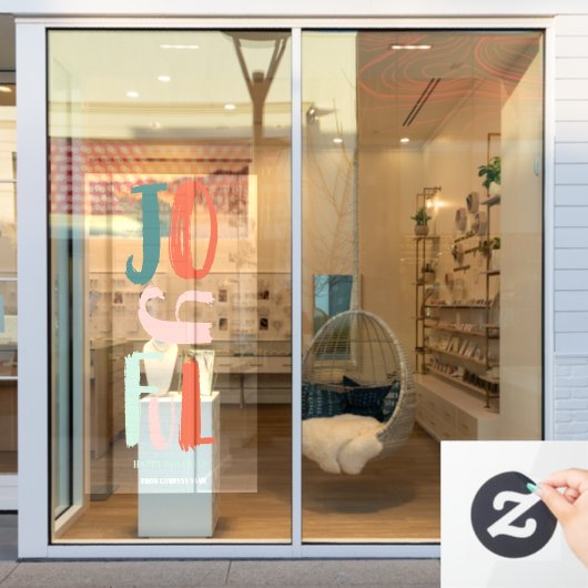 Boho vet script Gelukkig kerstfeest letters Raamsticker (Winkelraam)