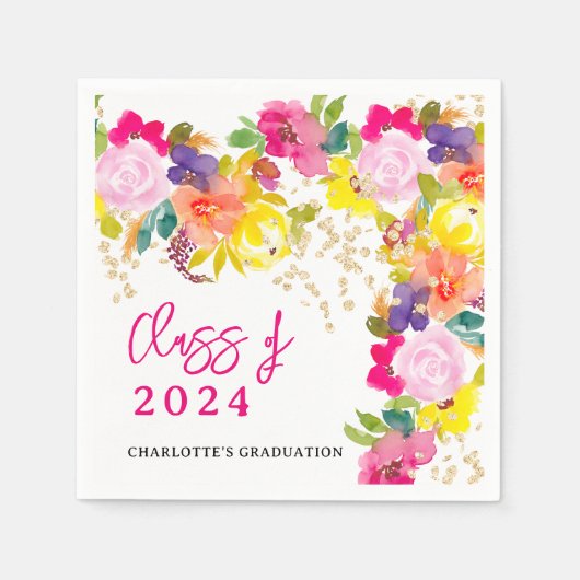 Boho vet waterverf bloemen lente afstuderen servet (Voorkant)