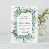 Boho Vetplant Groene Kleur Bruiloftsinvitatie (Staand voorkant)