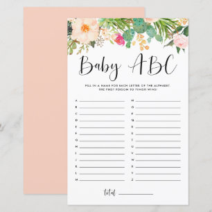 Boho vetplanten Baby ABC Baby shower spel