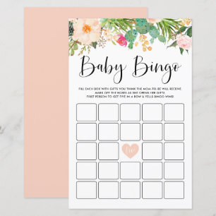 Boho vetplanten Baby shower Bingo spel Kaart